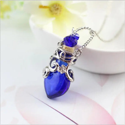 1PC Murano Glass Perfume Necklace Small Heart Essential Oil Bottle Pendants