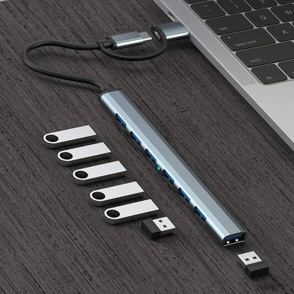 7 in 1 USB Hub 3.0 USB2.0 Multi USB Hub Splitter Power Adapter 7Port Multiple