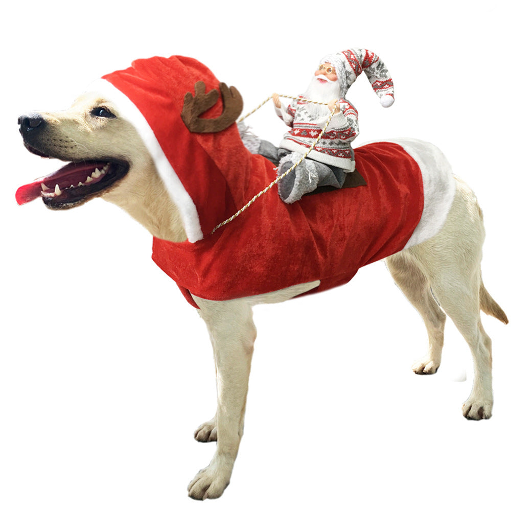 Pet Dog Christmas Costume Santa Claus Riding Dress Christmas Pet Clothes Riding