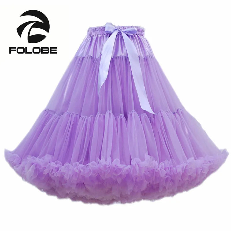 Net Yarn Tutu Skirt Boneless Petticoat Multi Color Fluffy 55cm Soft Tutu Skirts