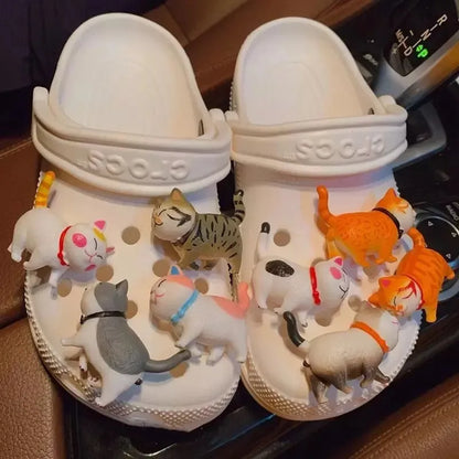 8pcs Cute 3D Cats Croc Charms Designer DIY Stereo Shoe Decoration Clogs