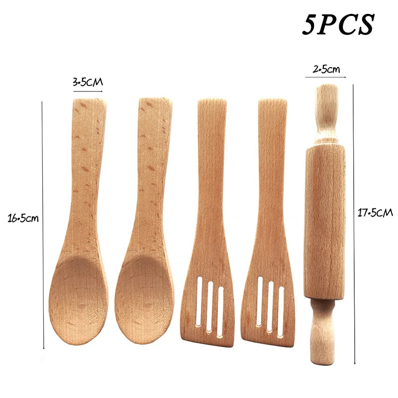 Wooden Kitchen Utensils Spoon Shovel Egg Beater Clip Kitchen Set