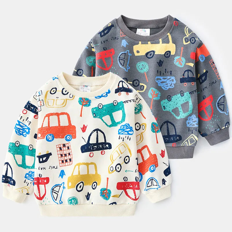 Baby Car Sweatershirt 2024 Spring Kid's Clothes Toddler Fashion Print