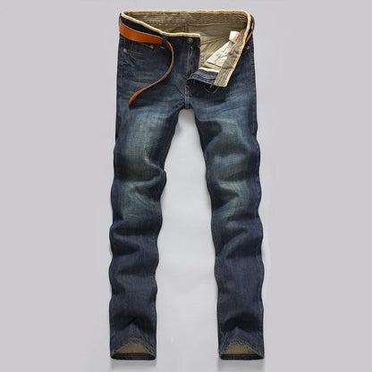 Classic Men Casual Mid-Rise Straight Denim Jeans Long Pants Comfortable