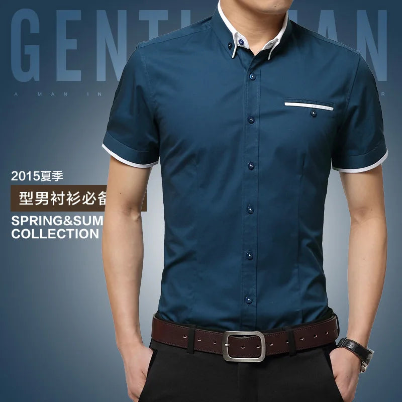 TFETTERS New Arrival Brand Men's Summer Business Shirt Short Sleeves