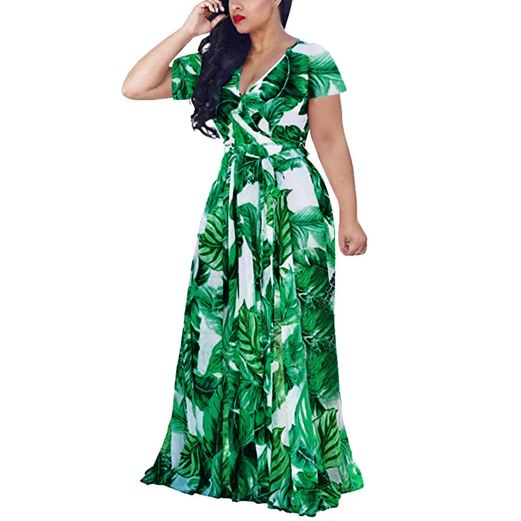 Leaf Print Women Clothing 2021 Bohemian Womens Summer Dress Plus Size Dress