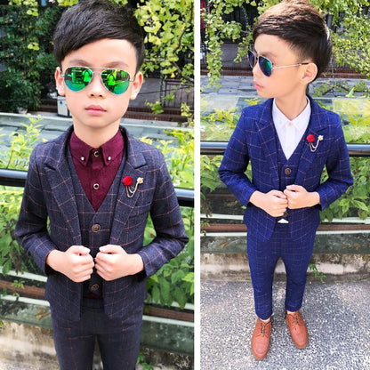 3 PCS Formal Boys Clothes Blazer Vest Pants Children Wedding Suits Tuxedos Kids