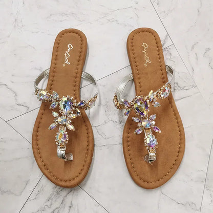 2024 New Sandals Women Gladiator Summer Diamond Buckle Fashion Female Sandal