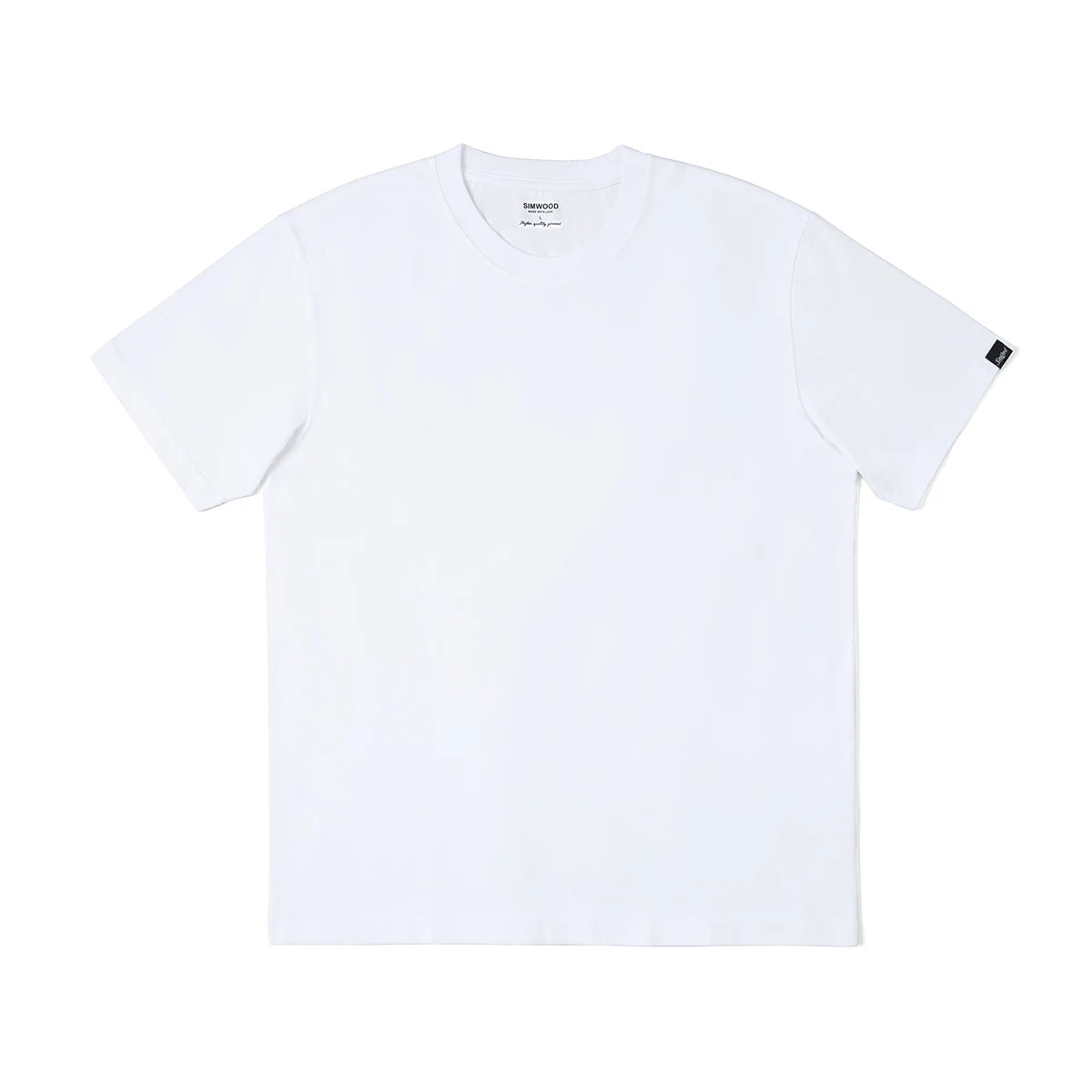 SIMWOOD 2024 Summer New 100% Cotton White Solid T Shirt