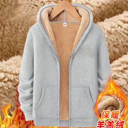 2024 New Winter Men's Hoodies Super Warm Fleece Thicken Zipper