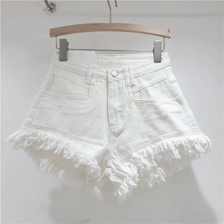 Fashion High Waisted Tassel Denim Shorts Women 'S Summer Popular Girls