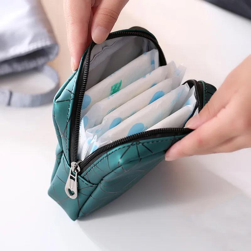 Small Cosmetic Bag Sanitary Pad Storage Organizer Women Pad Pouch Bags Portable