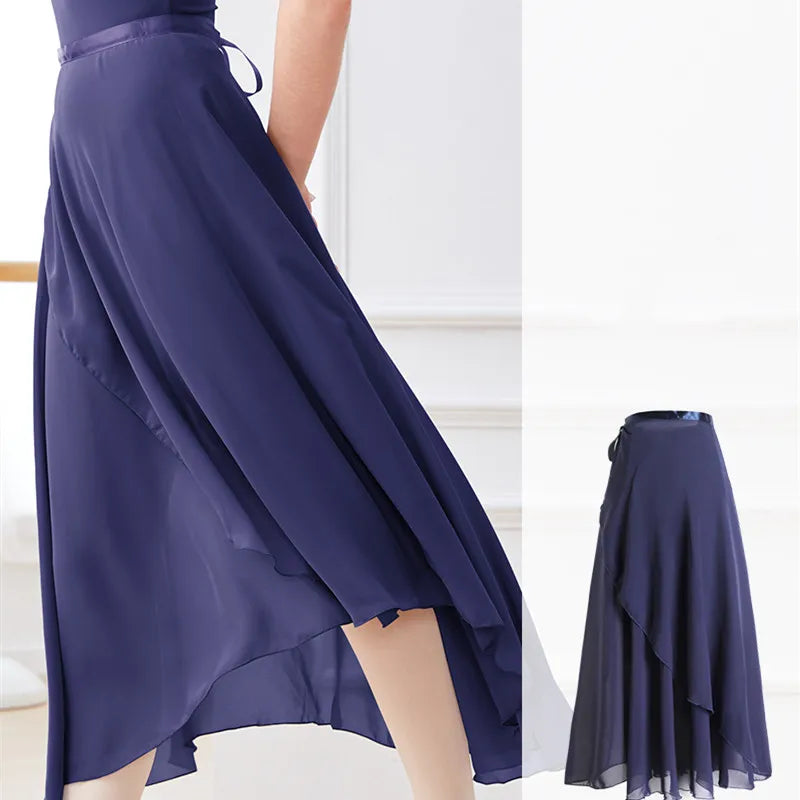 Dance Skirt Women Long Chiffon Ballet Skirts Adult Ballroom Dance Skirt