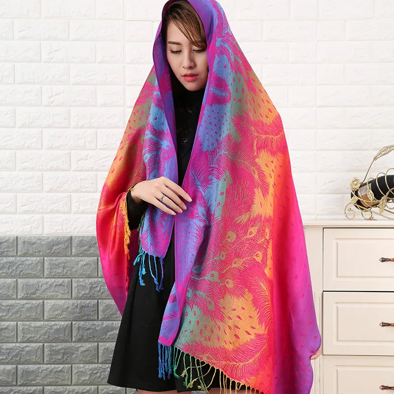 Fashion Jacquard Autumn and Winter Cotton Woman Scarf Pashmina Shawl Long