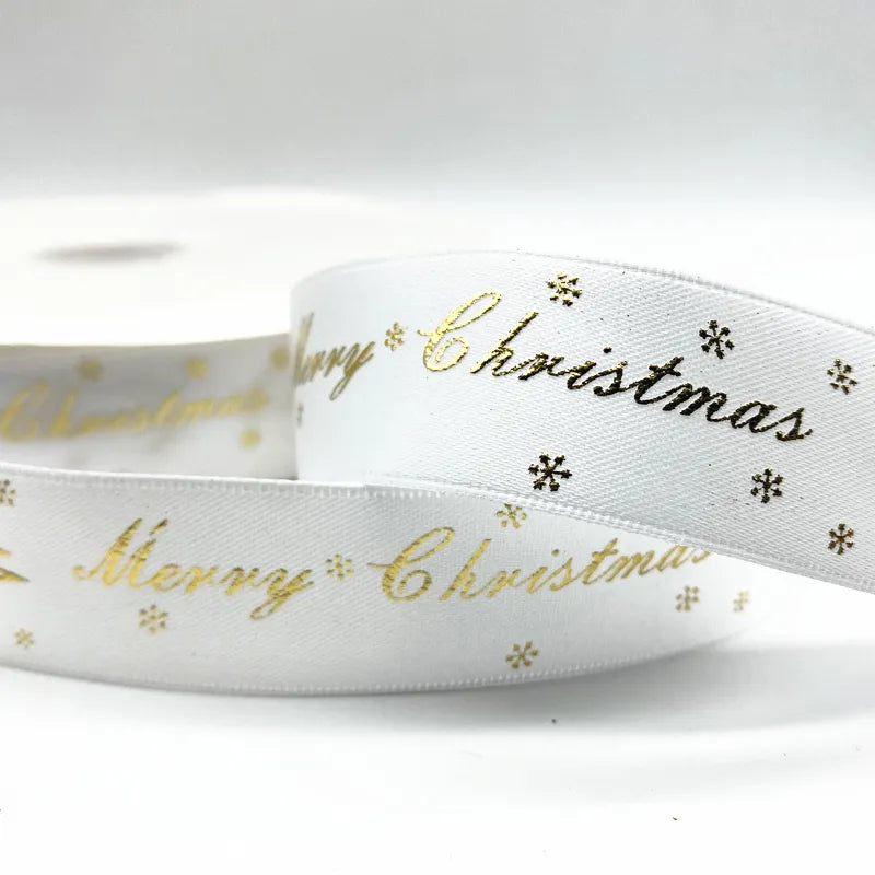 10mm 15mm 25mm Christmas 5yards Ribbon Printed Merry Christmas Ribbon