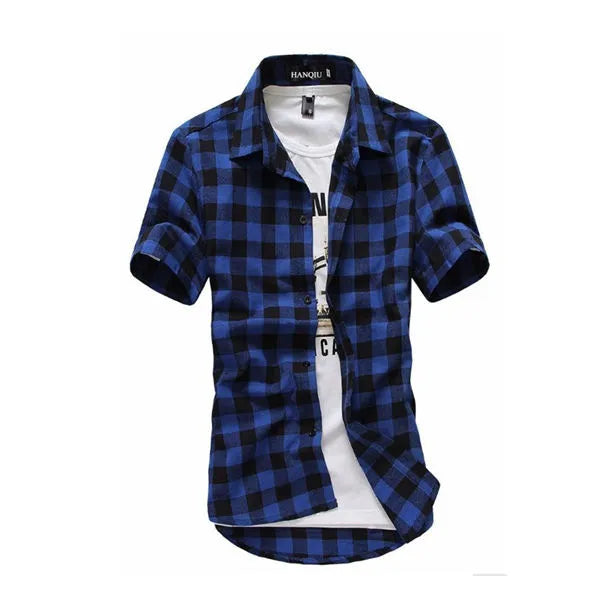 Red and Black Plaid Shirt Men Shirts 2024 New Summer Fashion Chemise Homme Mens