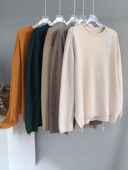 O-Neck Oversize Thick Sweater Pullovers Women Loose Cashmere Turtleneck Sweater