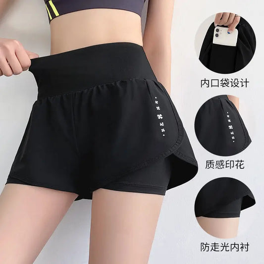 Sport Shorts Women Sportswear Double-Deck Running Shorts Gym Training Shorts