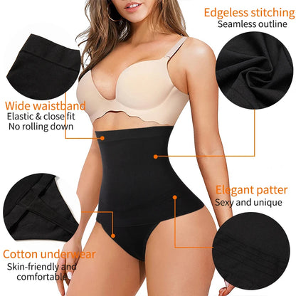 Women's High-Waist Seamless Body Shaper Briefs Waist Trainer Firm Control Tummy