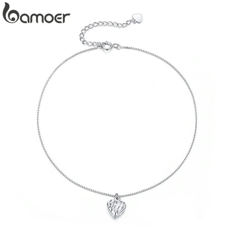 BAMOER Hot Sale Simple Essential Bead Link Anklets for Foot Jewelry Silver