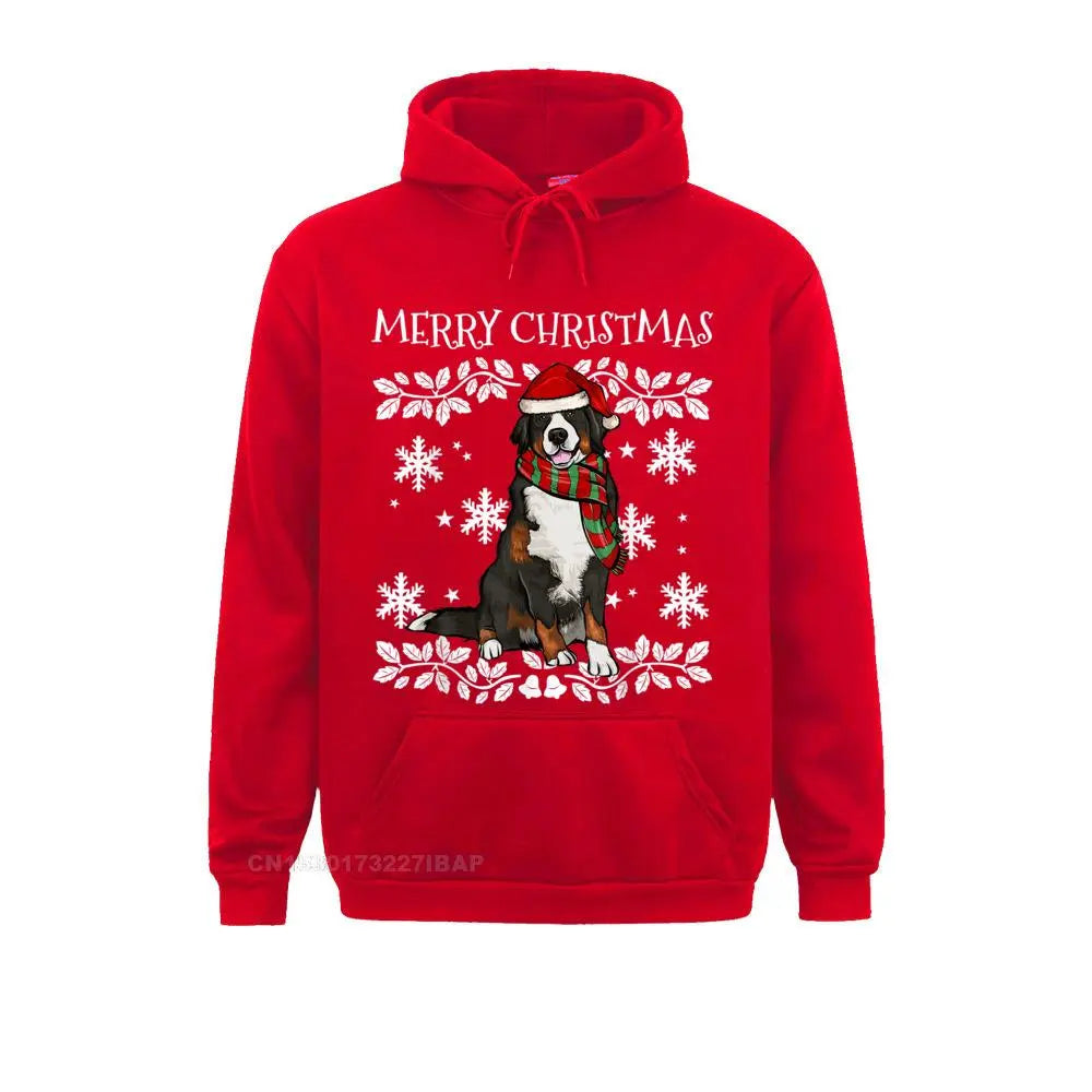 Merry Christmas Ornament Bernese Mountain Dog Xmas Santa Pullover Hoodies