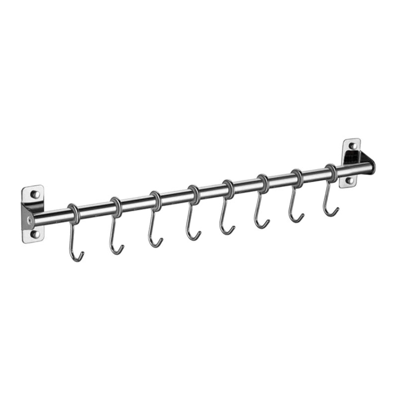 Wall Mounted Utensil Rack Stainless Steel Hanging Kitchen Rail With 6/8/10