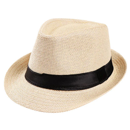 Fashion Men Straw Hat for Women Summer Trendy Beach Sun Hats Solid Color