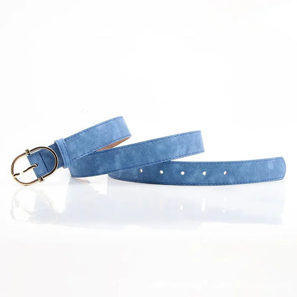 Thin Female Circle Buckles Belt Deduction Side Gold Buckle Jeans Belts Women