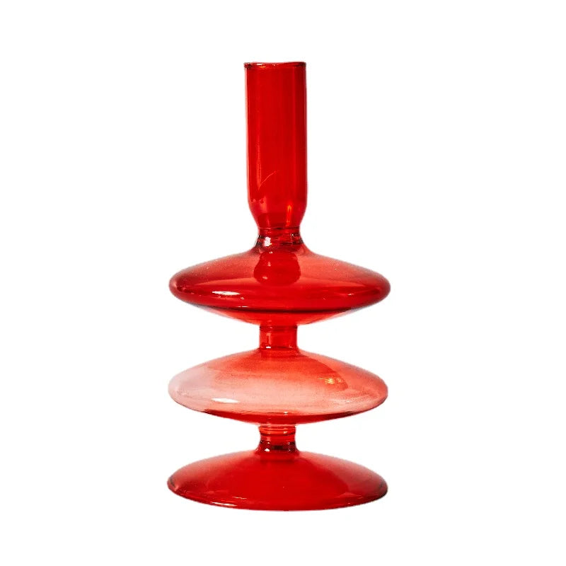 Red Glass Candle Holders Candle Stand Christmas Candle Holder Candlestick Holder