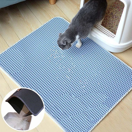 Waterproof Pet Cat Litter Mat Foldable EVA Double-Layer Cats Mat Bottom