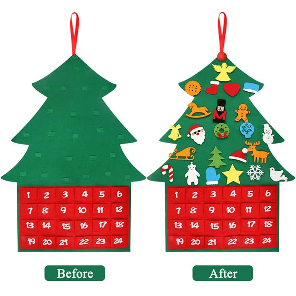 Hot Sales Christmas Gifts 24 Days Felt Christmas Hanging Advent Calendar