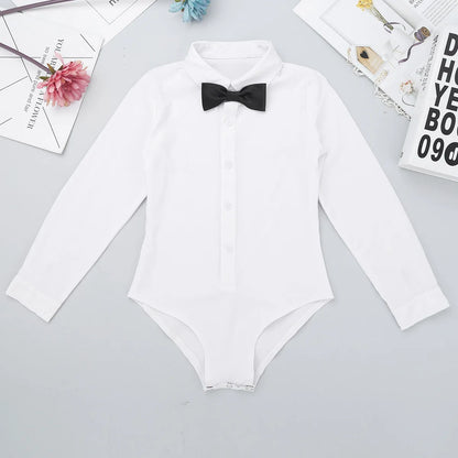 Latin Dance Shirt Bodysuit Top for Dancing Kids Boys Leotard Modern