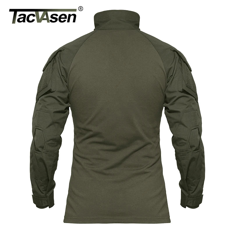 TACVASEN Long Sleeve 1/4 Zipper Tactical T-Shirts With Pockets