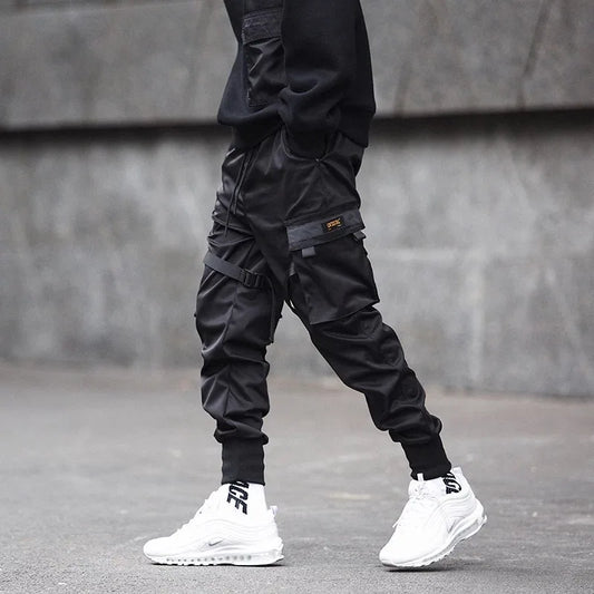 Men Multi-Pocket Elastic Waist Design Harem Pant Men Streetwear Punk Hip Hop