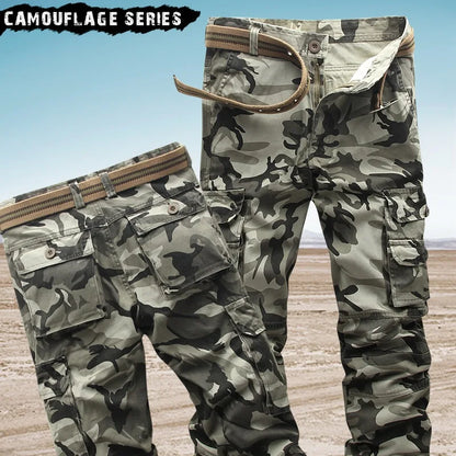 Spring Autumn Men Cargo Pants Cotton High Quality Camouflage Straight