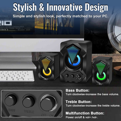 NJSJ Creative Brand Desktop Stereo PC Computer Speakers 2.1