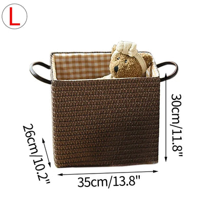 Woven Storage Baskets Foldable Storage Box With Handle Toy Snack Sundries