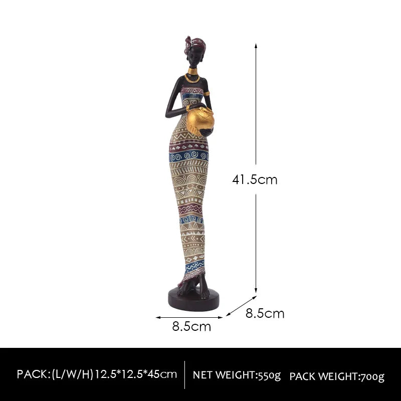 African Woman Figurines for Interior Decoration, Creative Decorative Sculptures