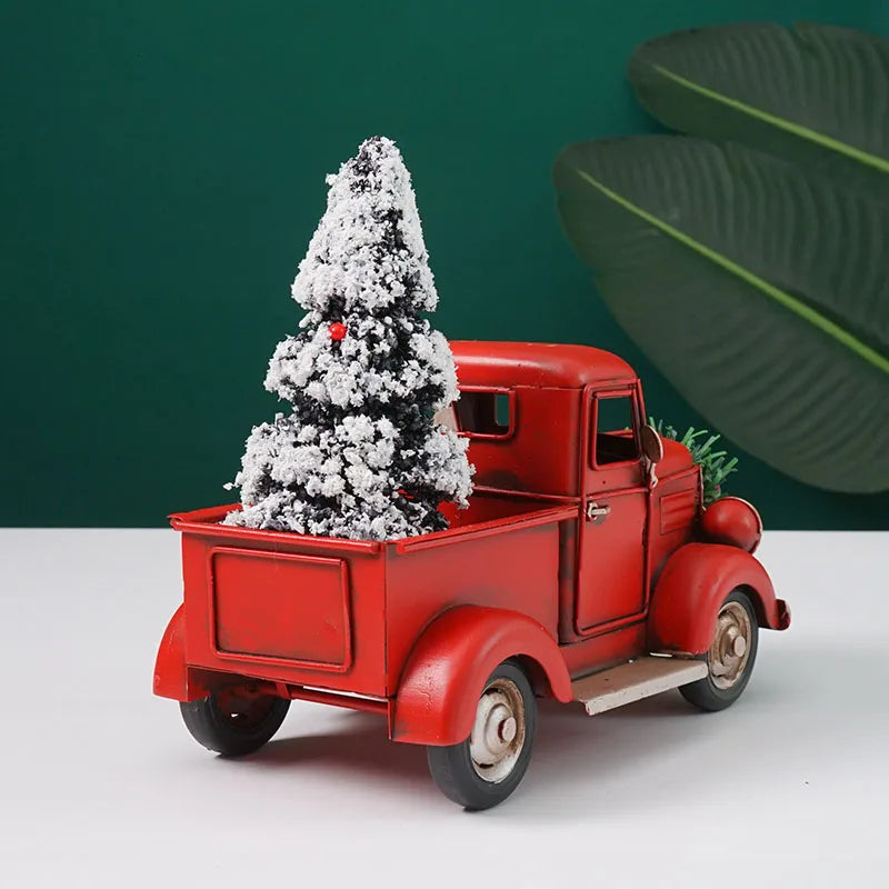 Miniature Model of Metal Truck With Christmas Tree Christmas Gift Christmas