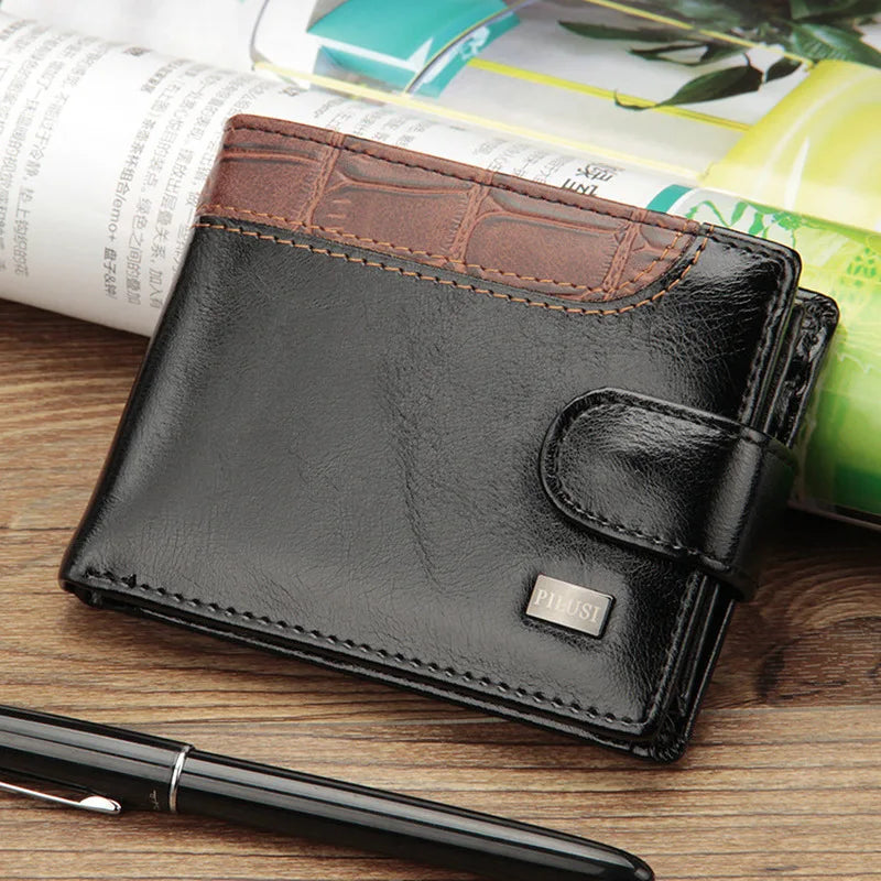 New Brand Trifold Wallet Men Clutch Money Bag Patchwork Leather Men Wallets