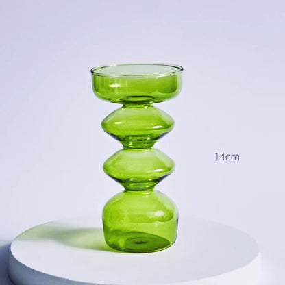 Lazzy House Candle Holders Decoration Wedding Nordic Green Glass Candlestick