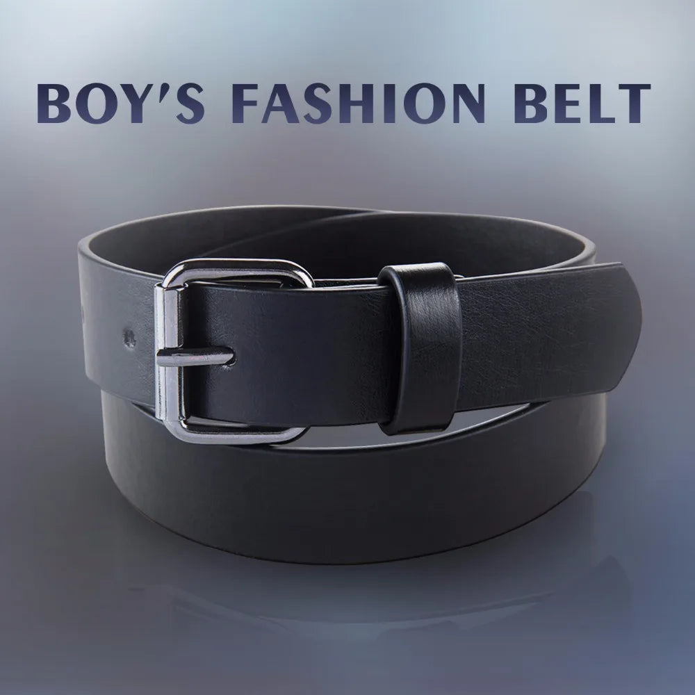 Good Qaulity Black PU Belt for Student School Boys Waist Straps Leather Belt