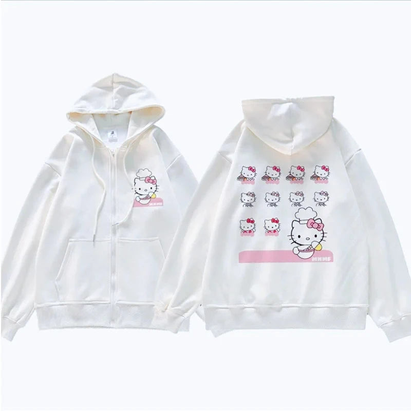 Sanrio Anime Cute Printed Hoodies Women Cartoon Hello Kitty Y2k Sweatshirt