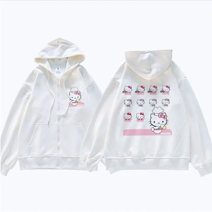 Sanrio Anime Cute Printed Hoodies Women Cartoon Hello Kitty Y2k Sweatshirt