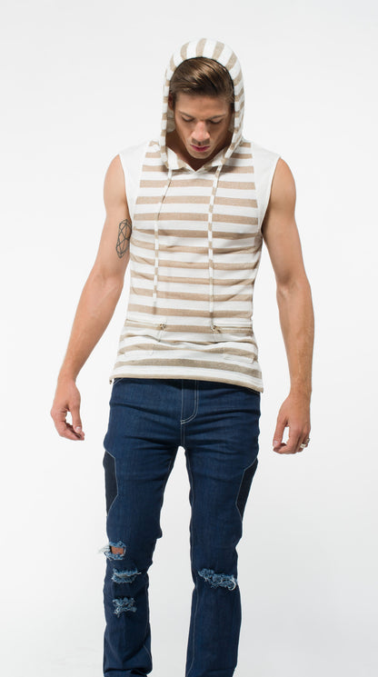 Men's Sleeveless Gold Hoodie