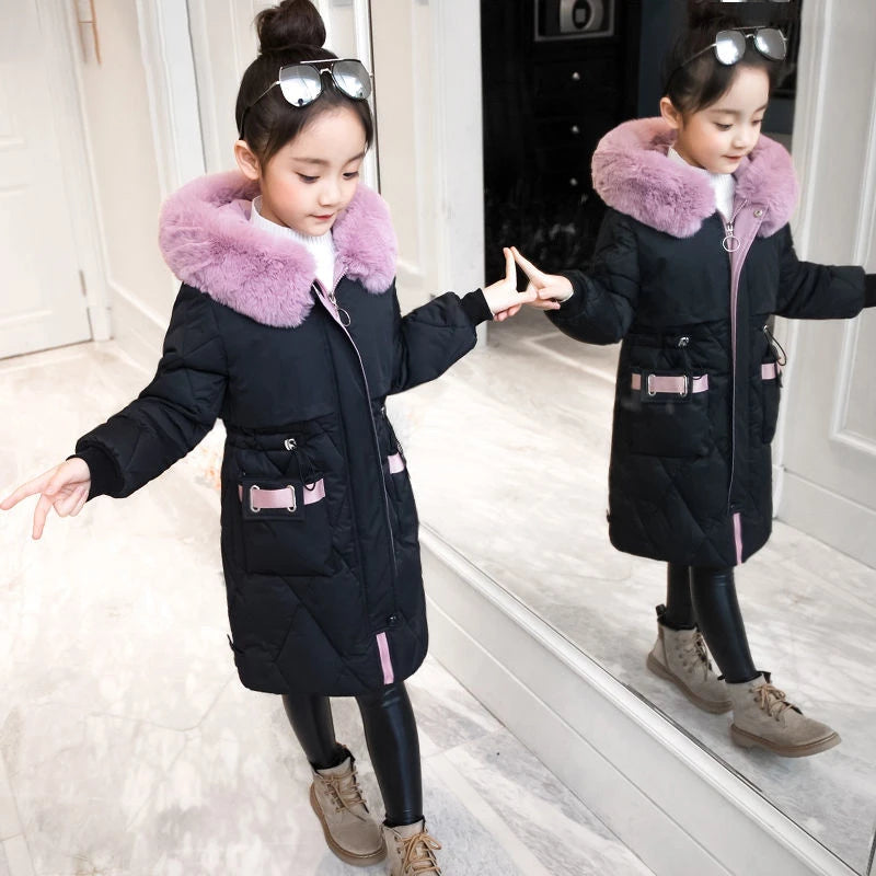 2023 New Brand Children Girl Jacket Thick Long Winter Warm Coat Fashion