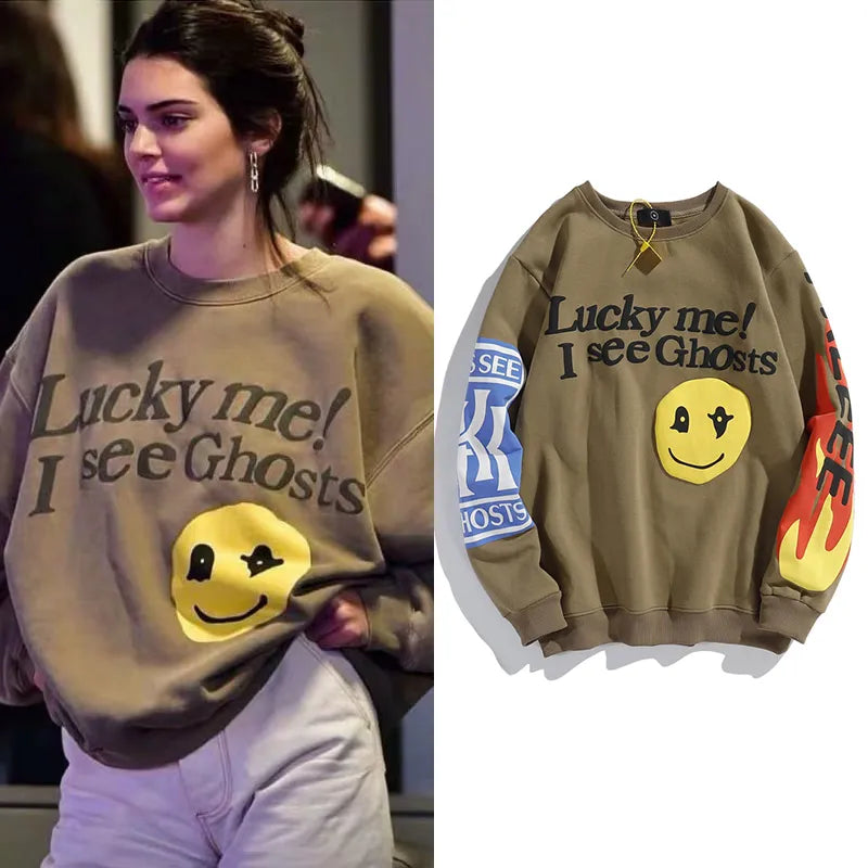 Kanye Sweatshirts I See Ghost Pollover Hoodie Kendall Jenner Sweatshirt Baggy