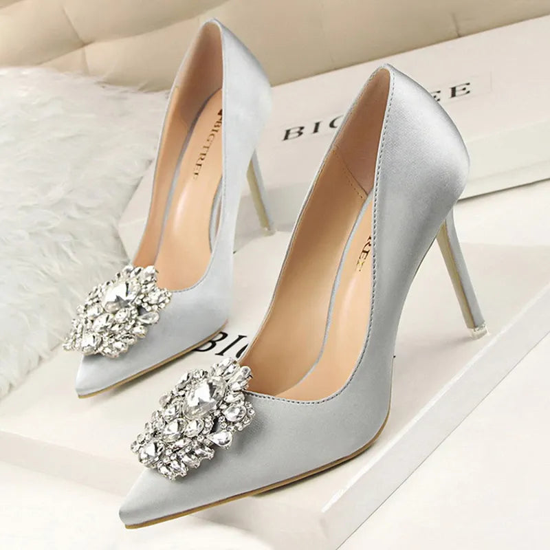 BIGTREE Shoes Rhinestone Women Pumps Stiletto Women Shoes Sexy High Heels