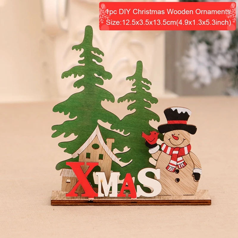 QIFU Xmas Noel Wooden Christmas Ornaments Merry Christmas Decor for Home