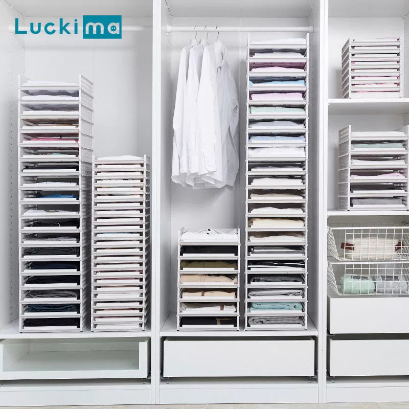 Plastic Storage Shelves Wardrobe Closet Layered Partitions Home Drawers